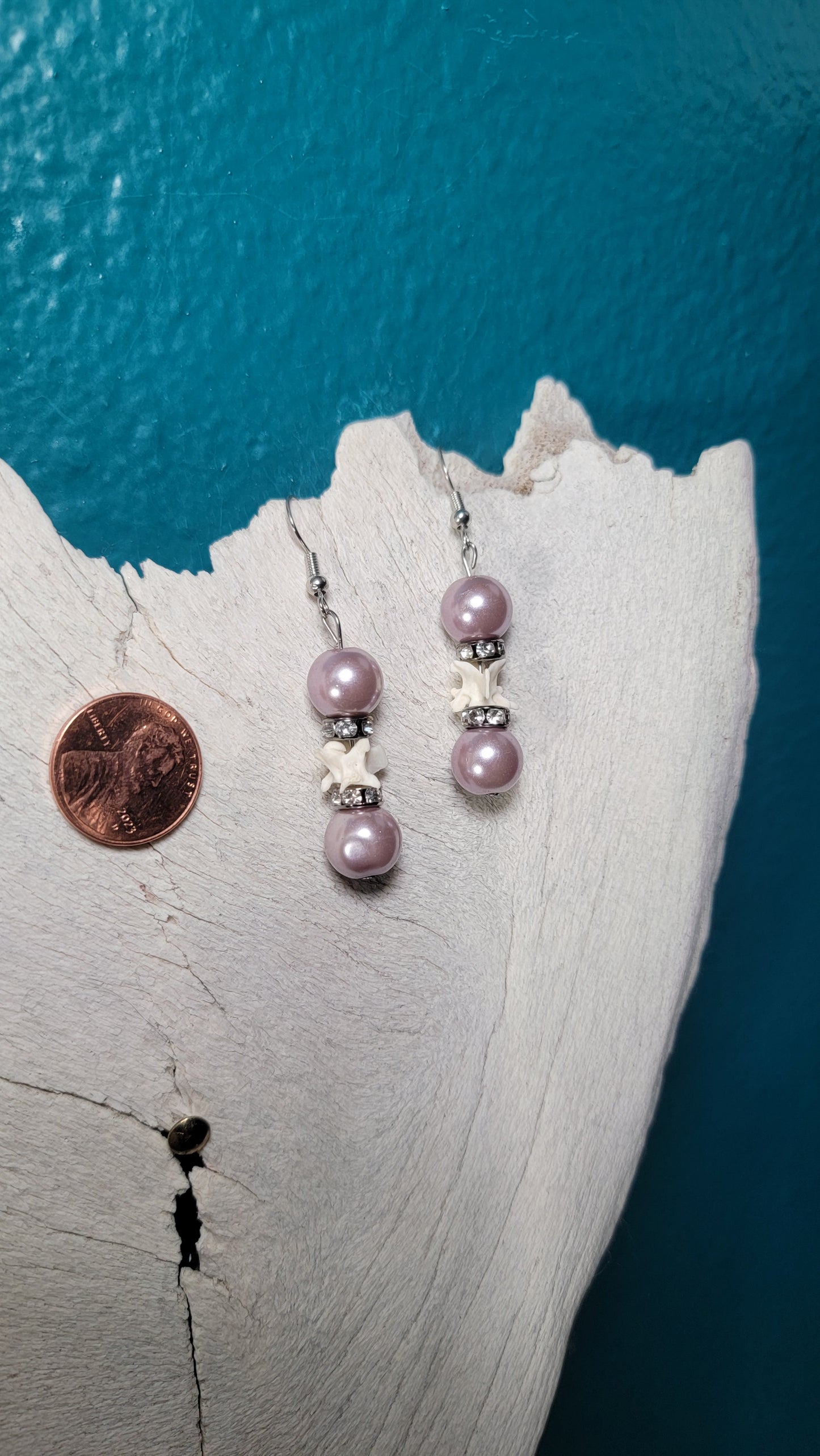 Lavender Sparkling Rattlesnake Vertebrae Earrings