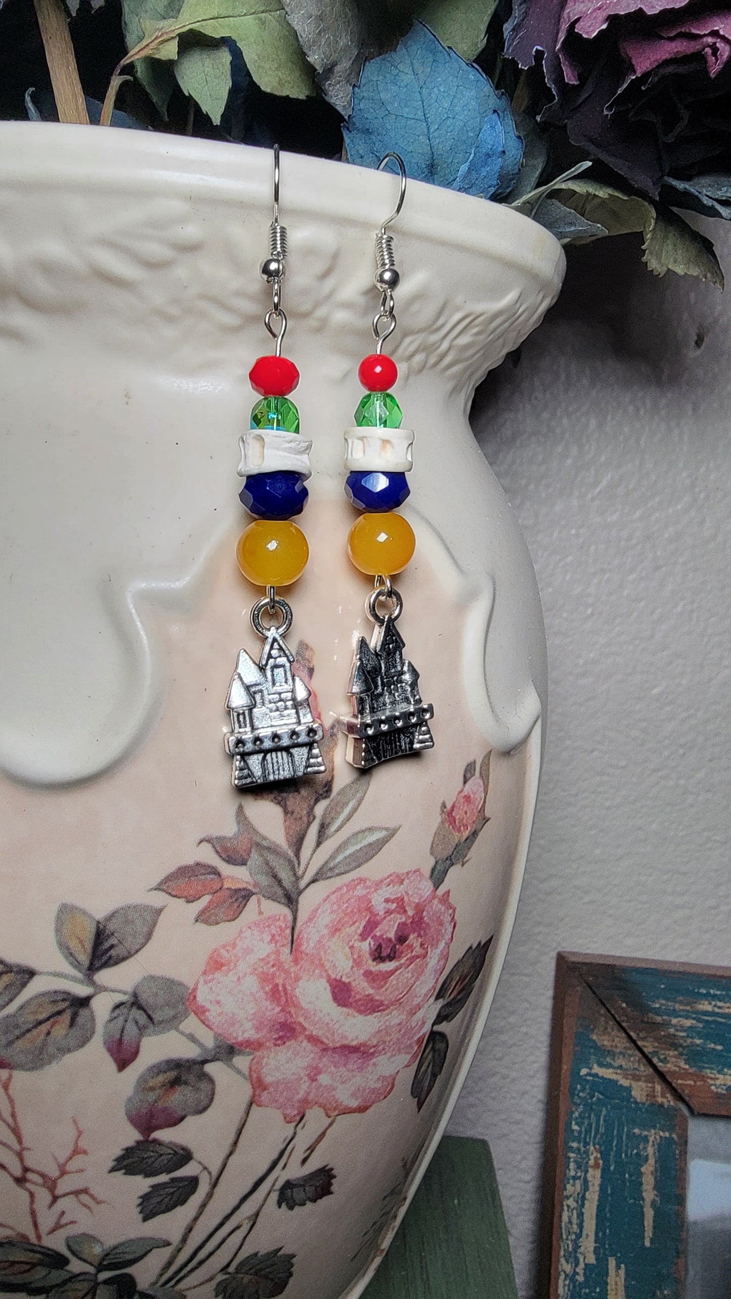 Fish Bone and Harry Potter Hogwarts Charm Earrings