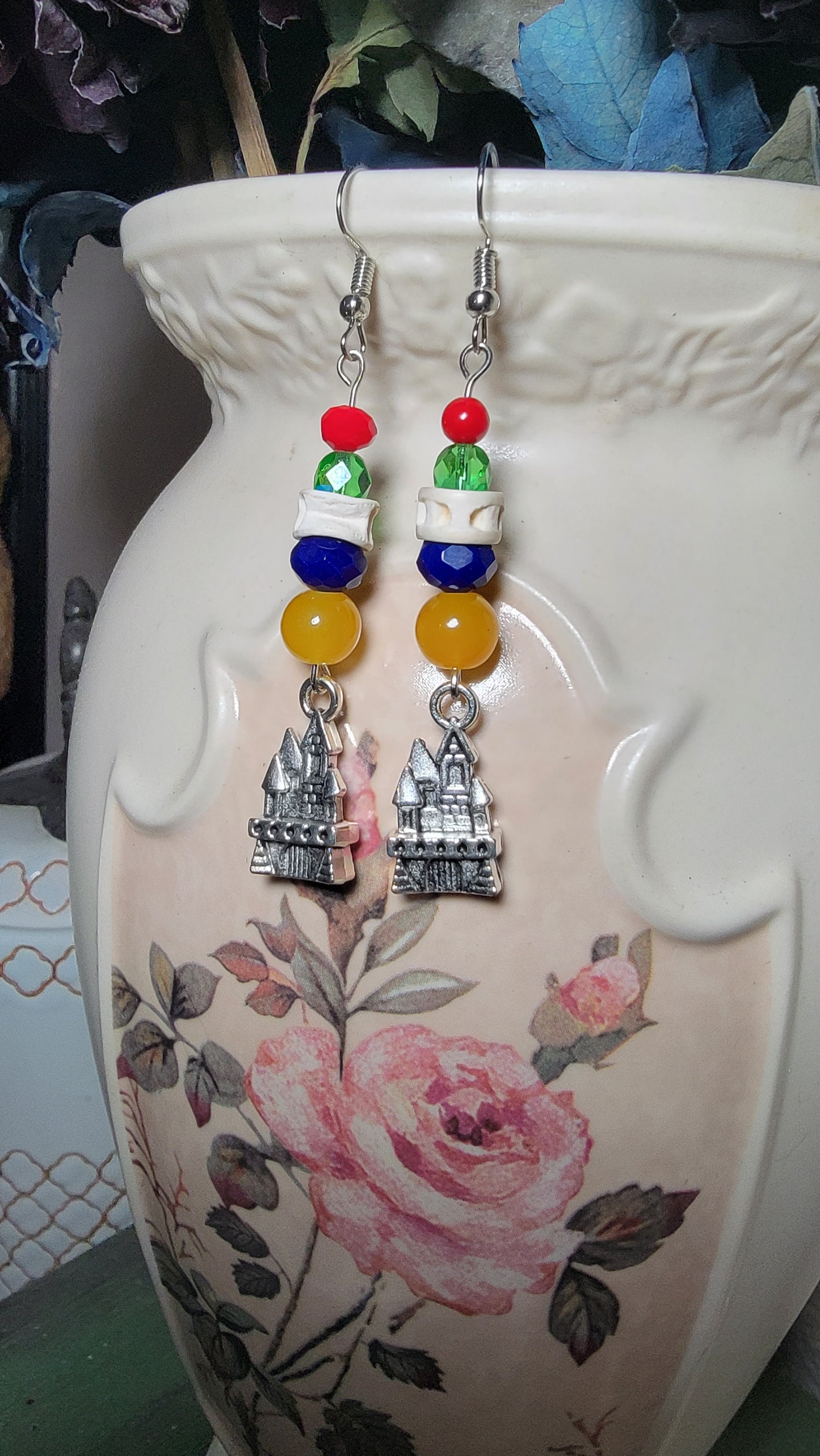 Fish Bone and Harry Potter Hogwarts Charm Earrings
