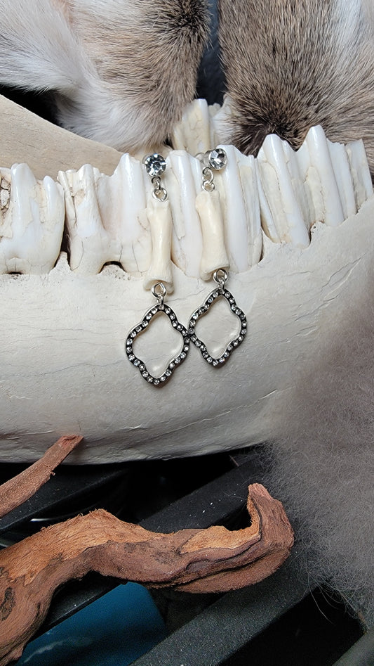 Earrings- Bobcat Toe Bone with Blingy Charm