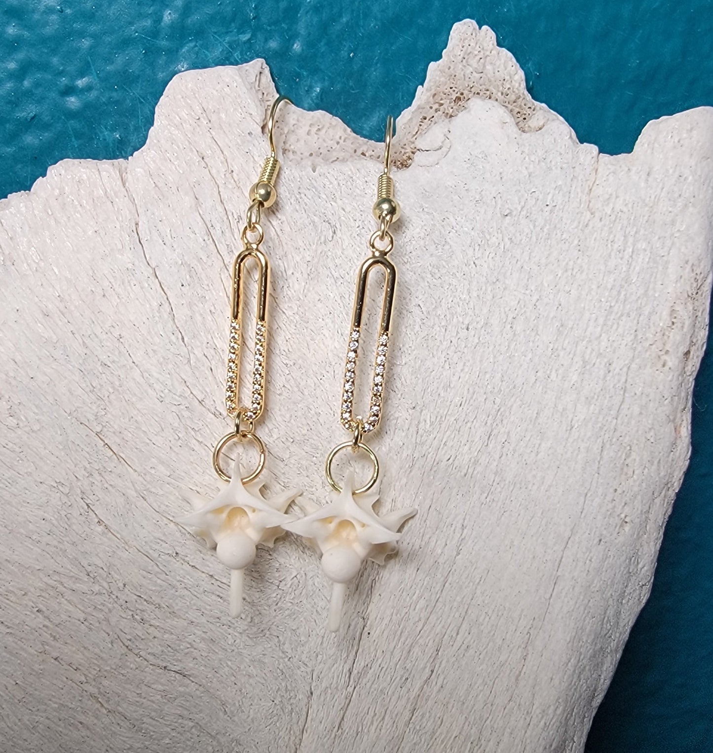 Gold Oblong Charm with Rattlesnake Earrings