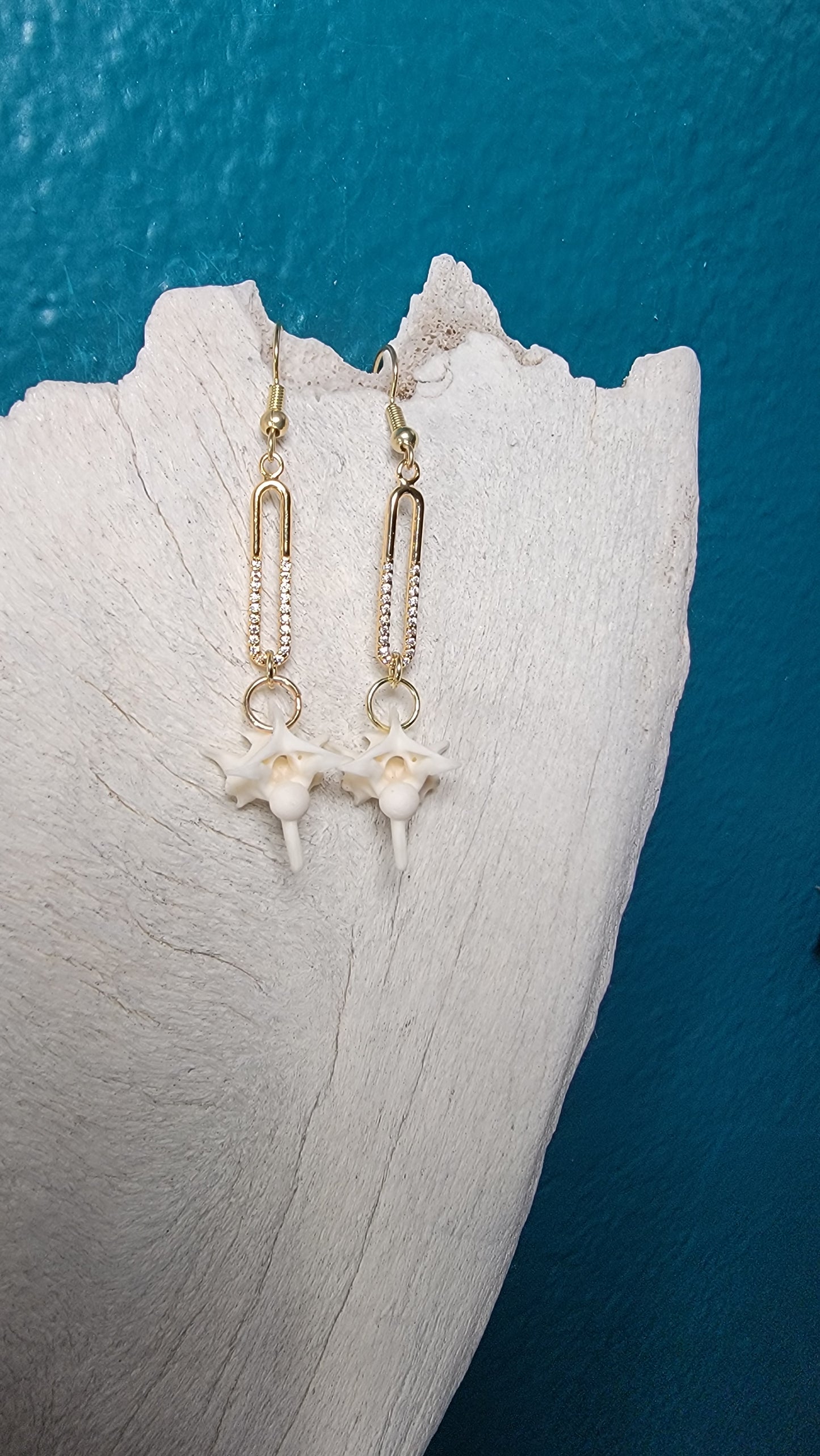 Gold Oblong Charm with Rattlesnake Earrings