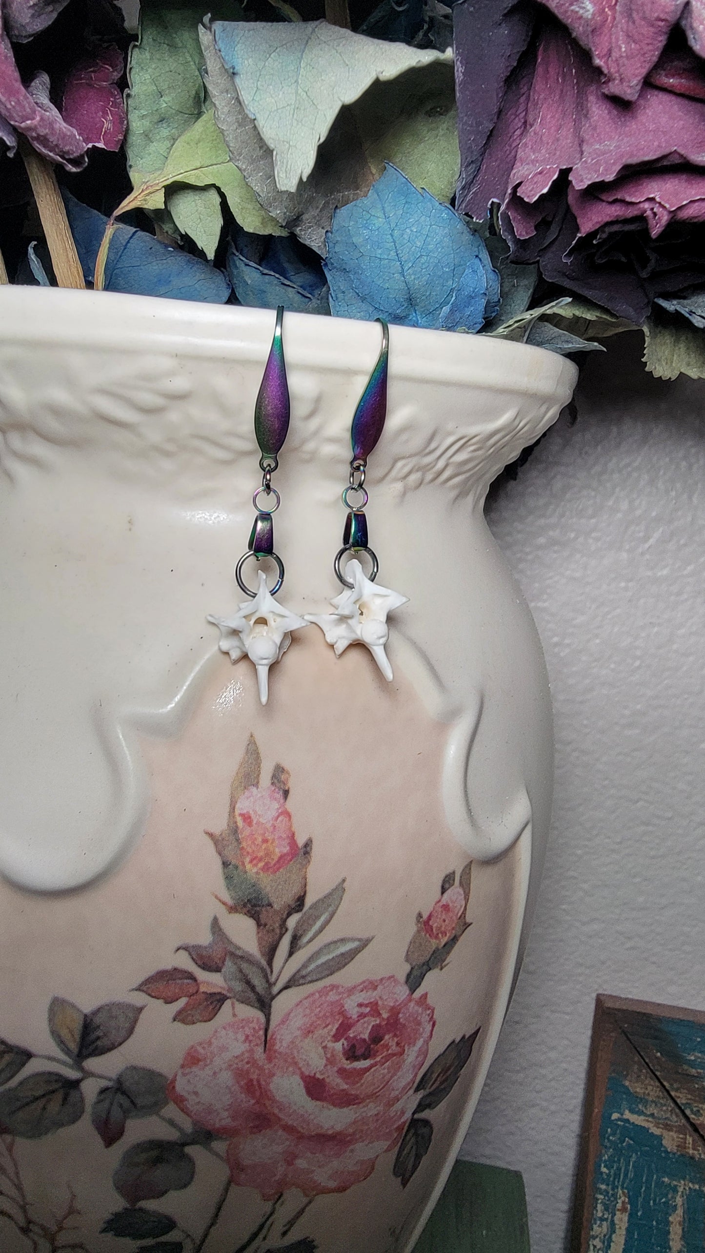 Oil Slick Multi color Rattlesnake Earrings