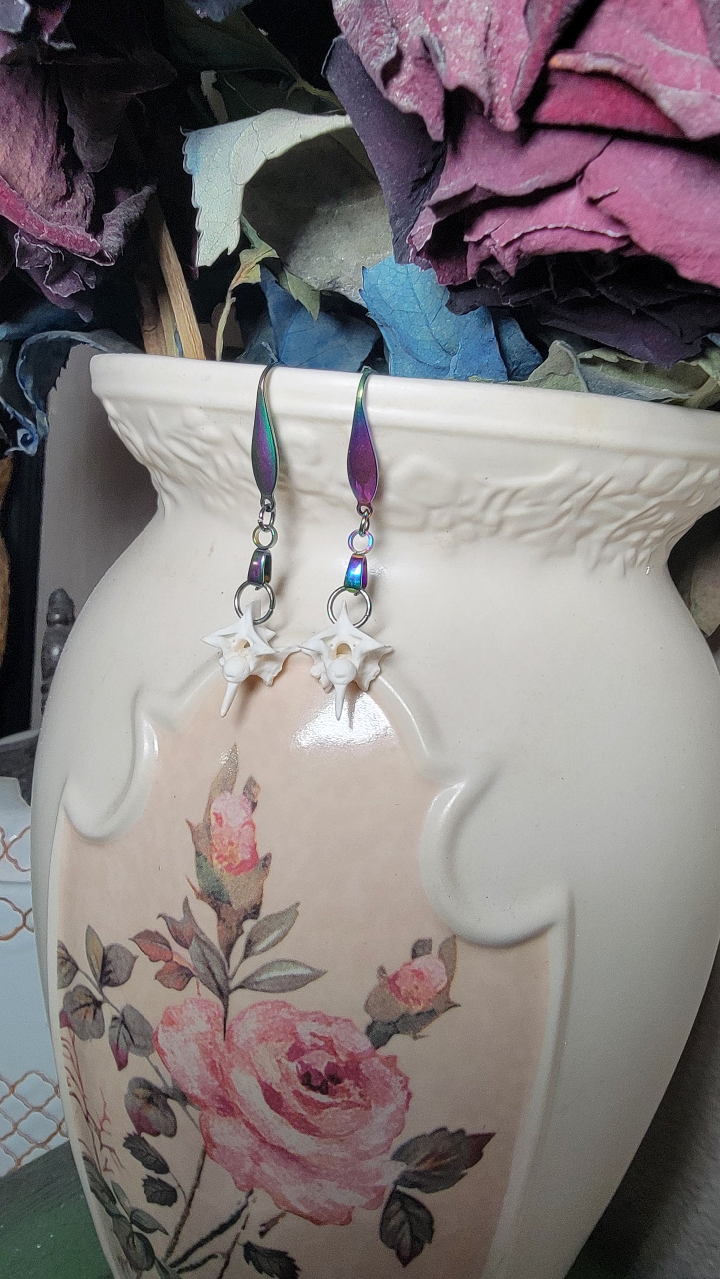 Oil Slick Multi color Rattlesnake Earrings