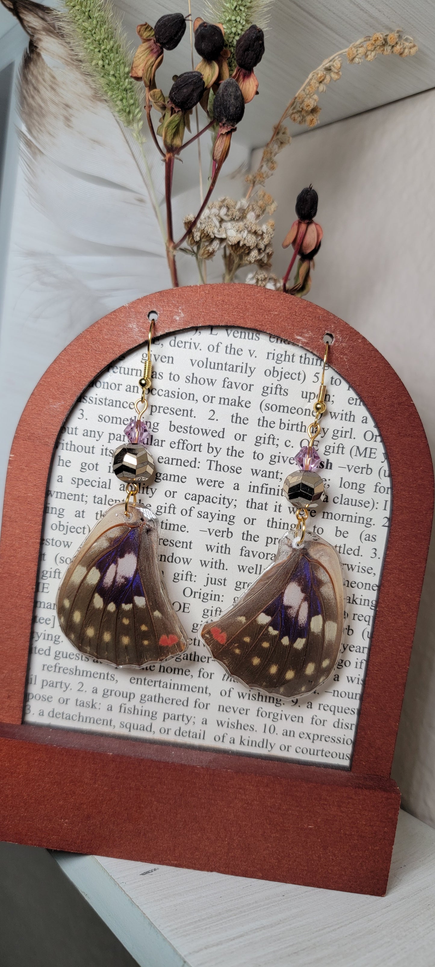 Earrings - Butterfly Wings- Sasakia Charonda Butterfly