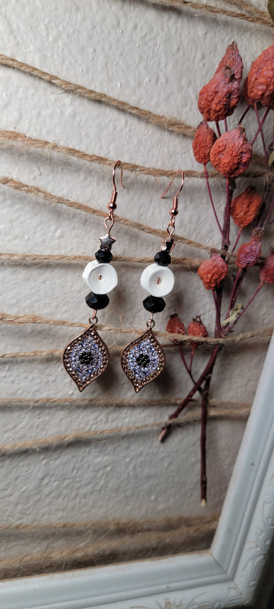 Earrings - Fish Bone in Rose Gold and Lavender