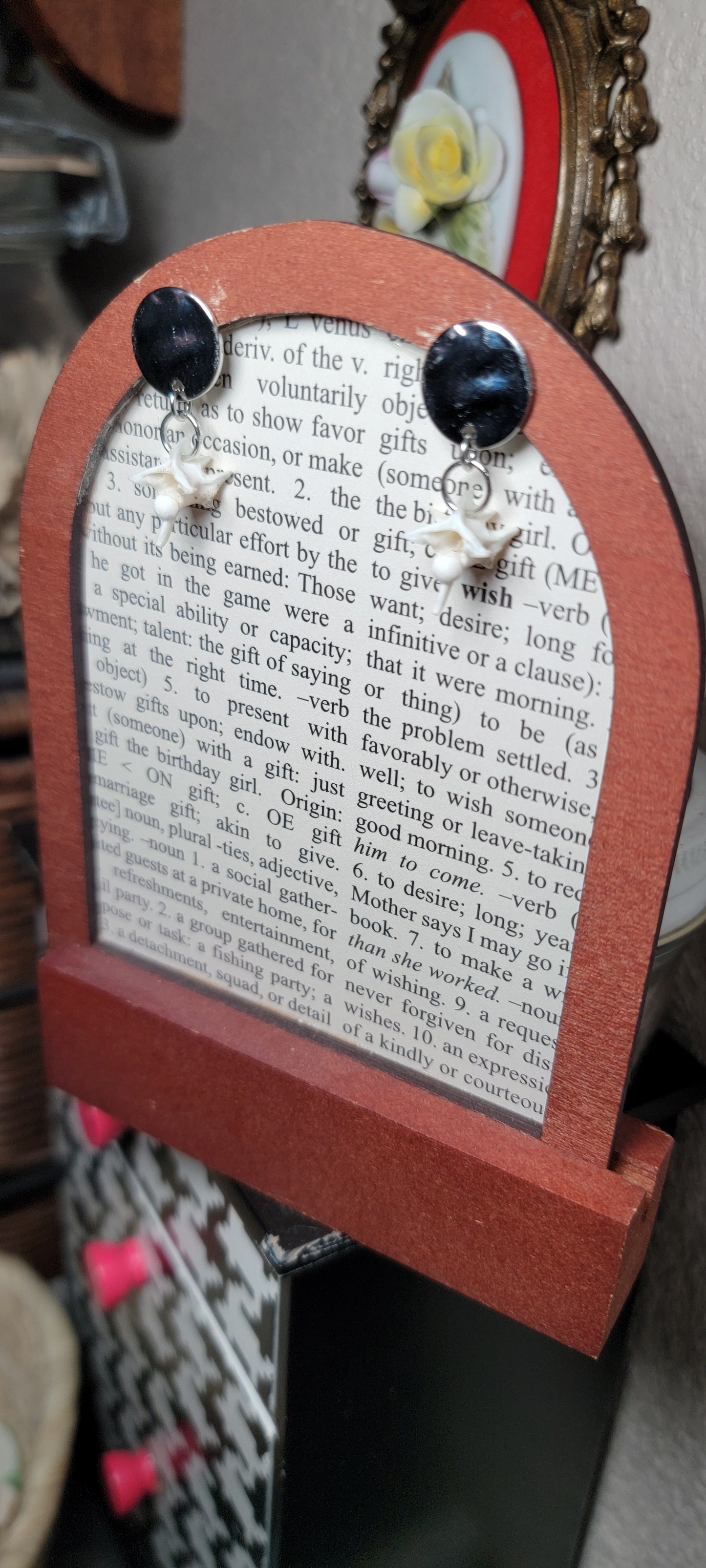 Earrings - Post - Rattlesnake Vertebrae with Hammered Silver Disc