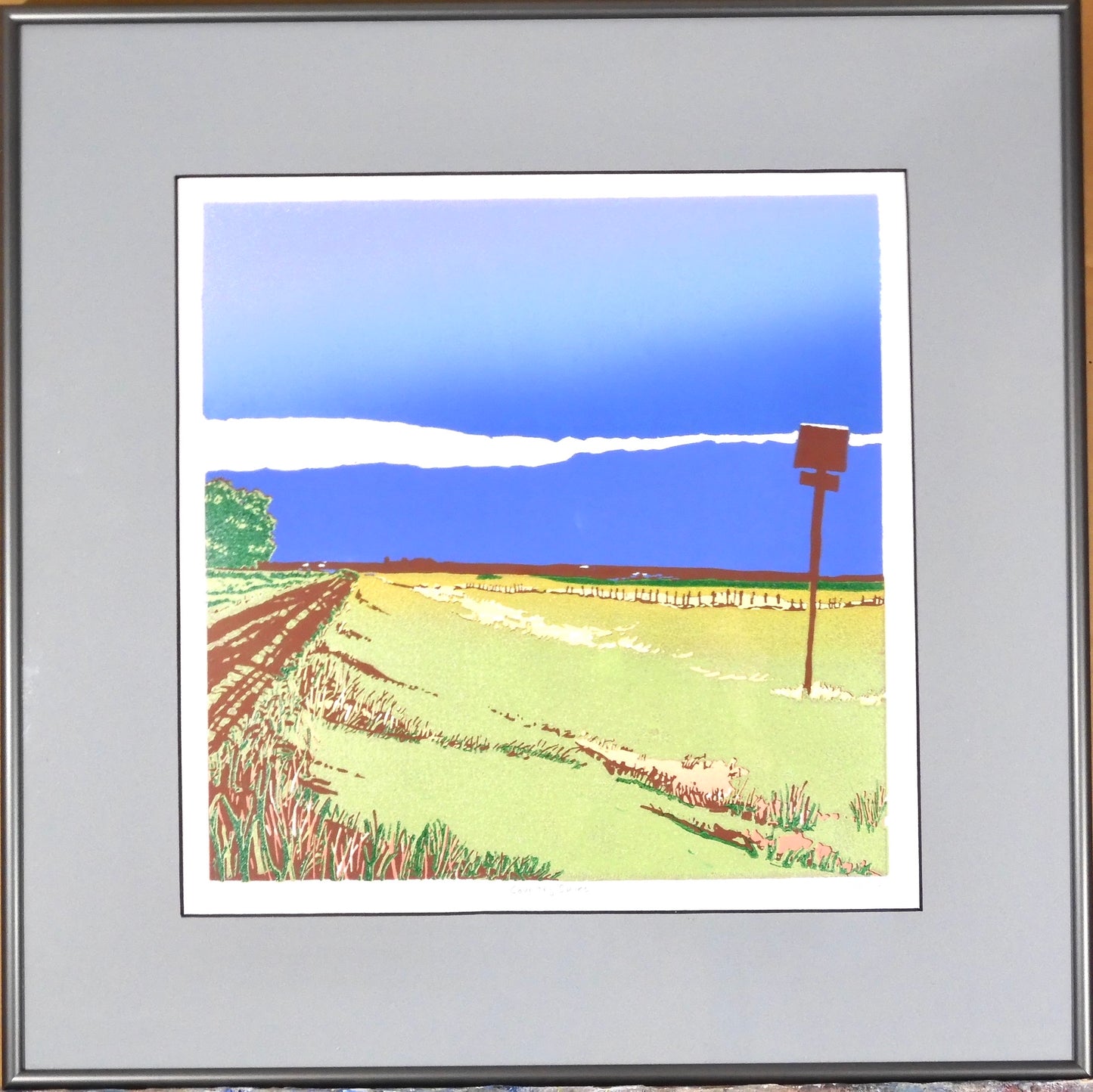 Original Framed Relief Print - "Country Skies"