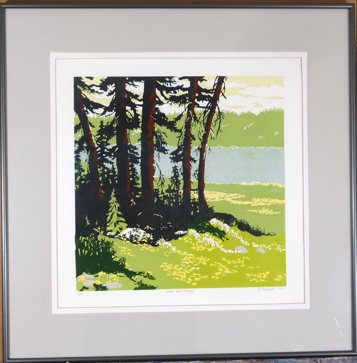 Framed Original Relief Print - "Here and There"