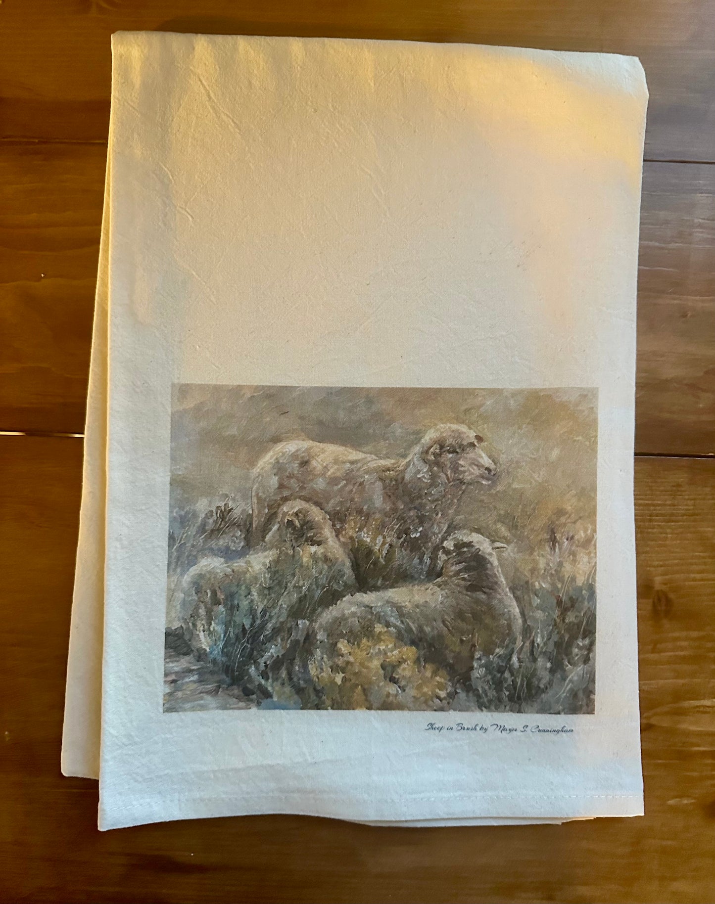Tea Towel - " Sheep in Brush "