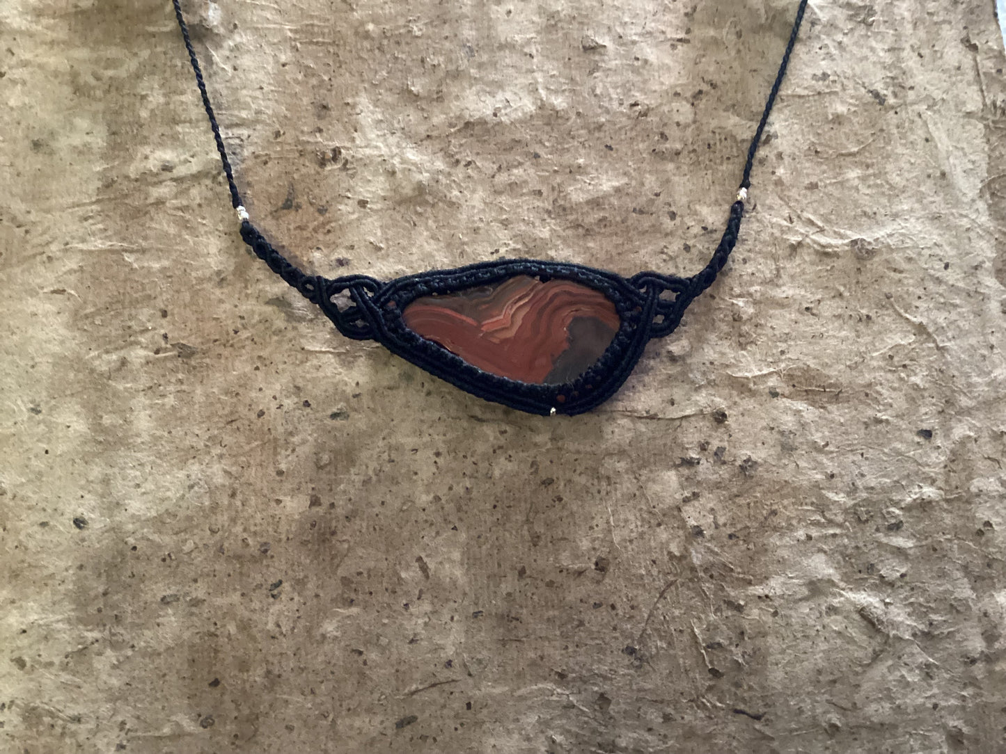 Adjustable Necklace - Red Agate W/ Celtic Knots