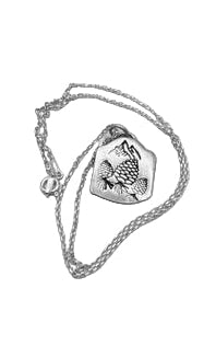 Necklace - Fine Silver Pine Cones and Mountain Pendant