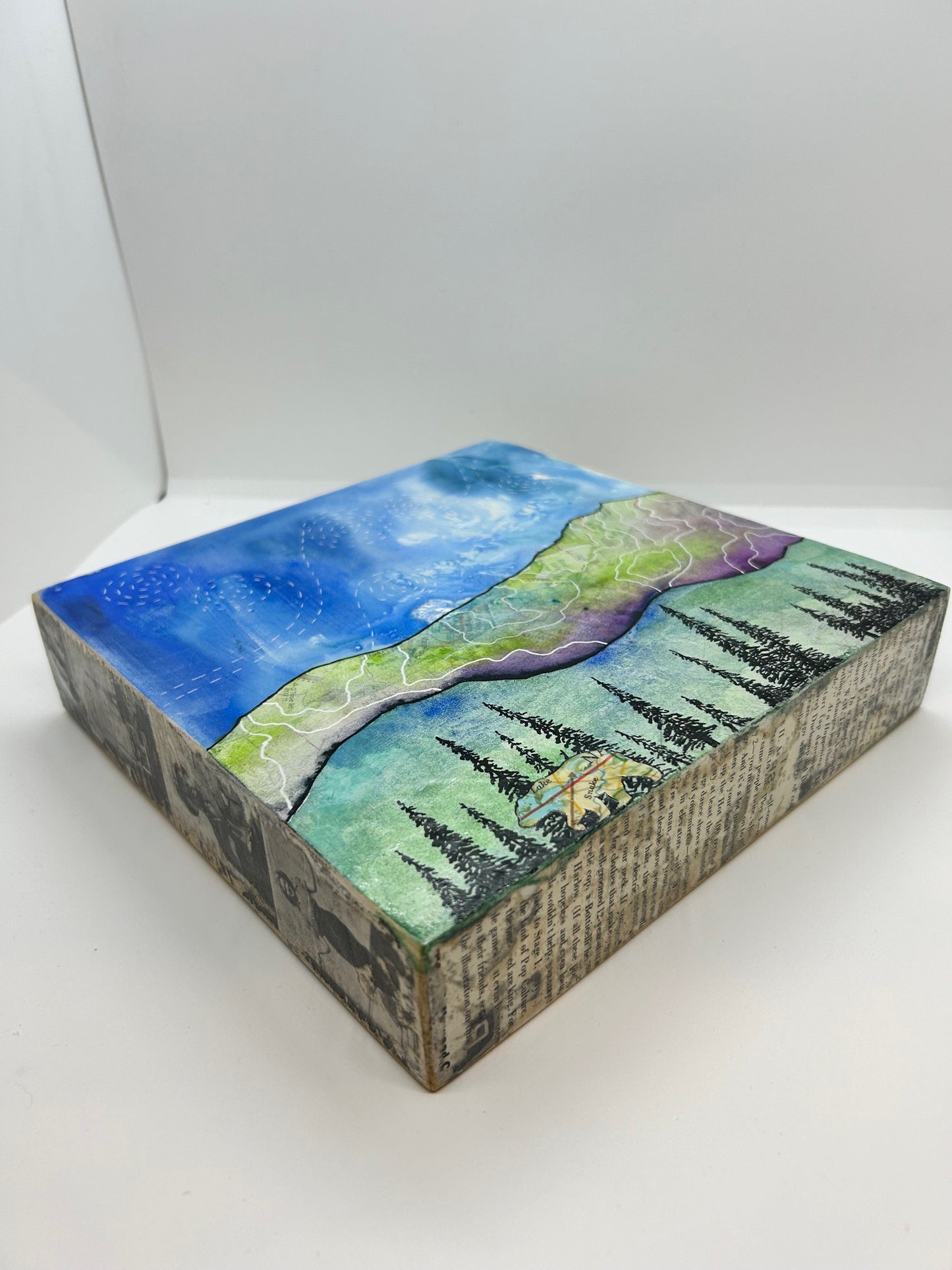 " O'Toole Mountain " Original Mixed Media Wood Panel Art