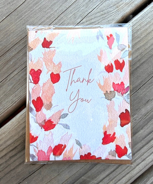 Greeting Card- "Thank You" with Orange Flowers