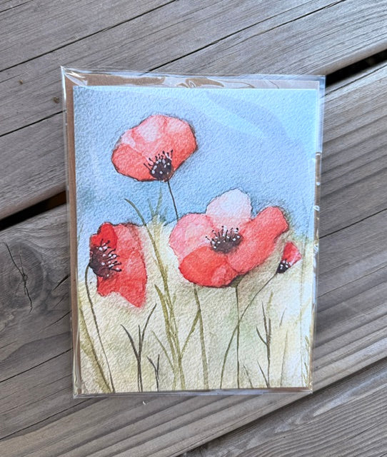 Greeting Card- Orange Poppy Flowers