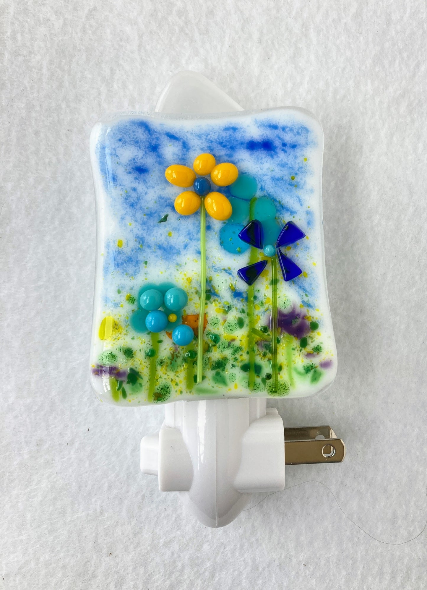 " Flower Meadow " Fused Glass Nightlight