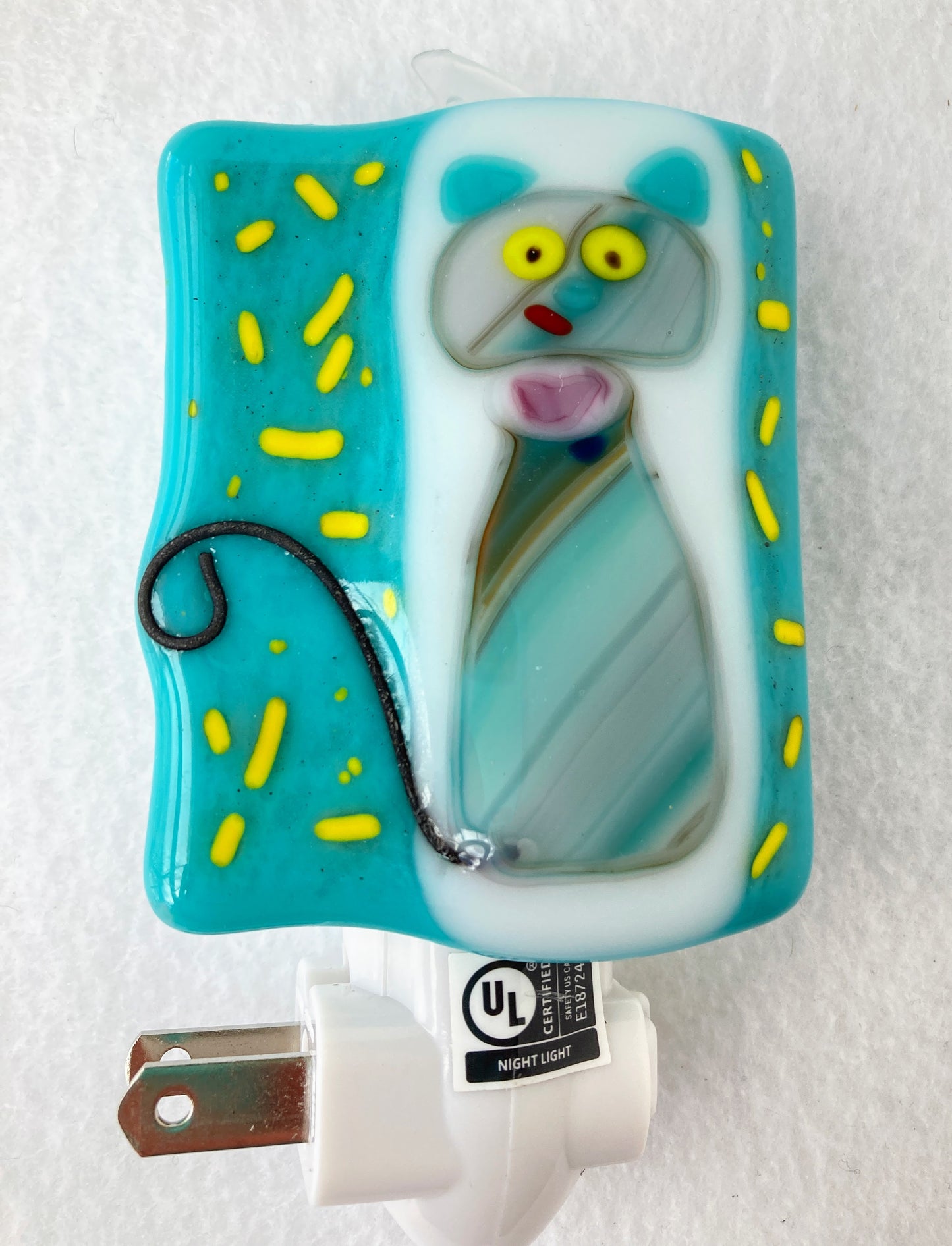 "Blue Cat" Fused Glass Nightlight