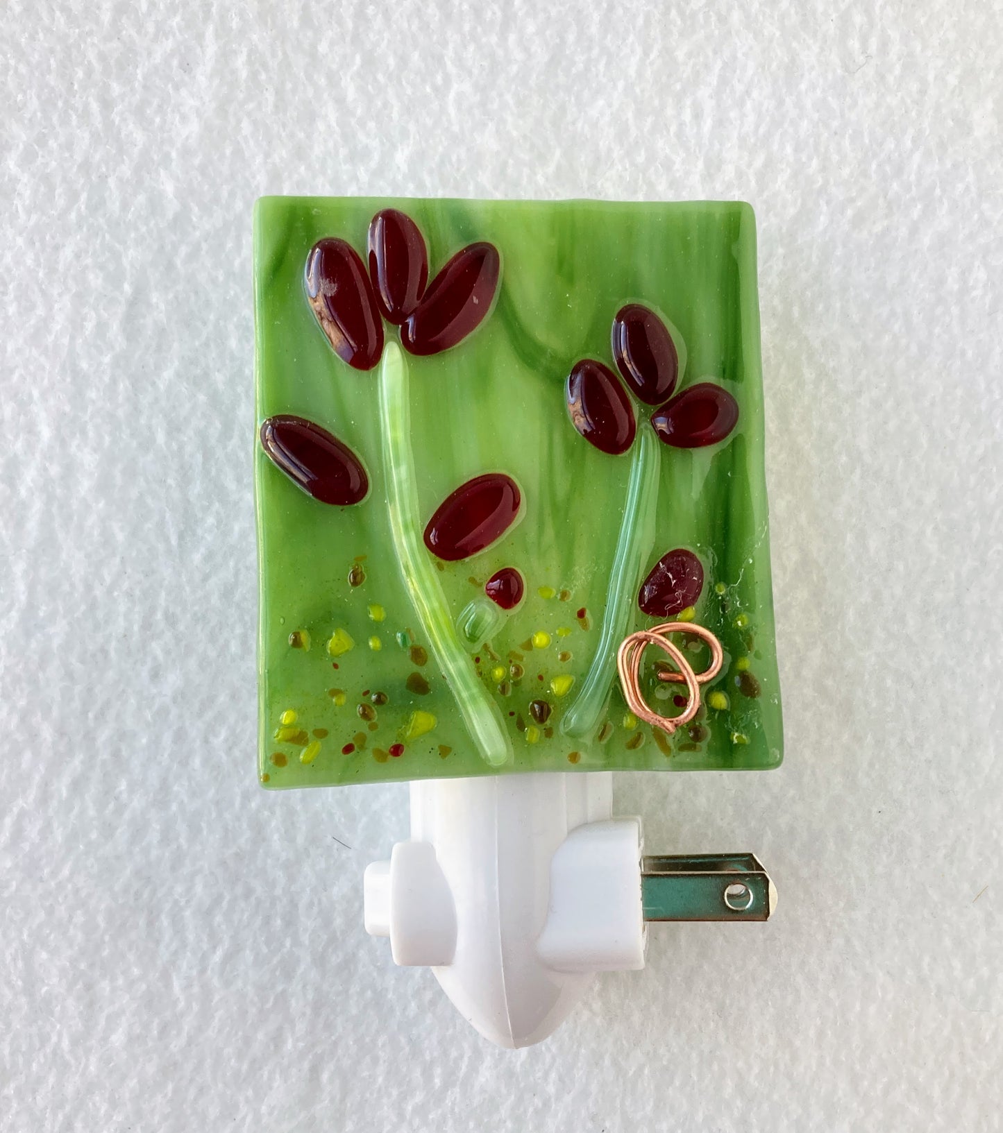" Indian Paintbrush In the Grass" Fused Glass Nightlight