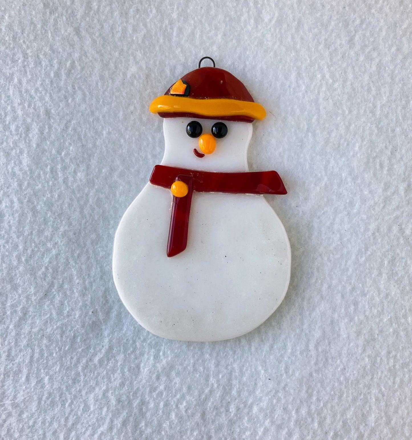 Fused Glass Ornament - Pretty Snowman