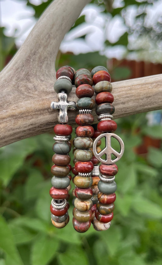 Bracelet - "Ancient Agate with Silver- 3 Piece"