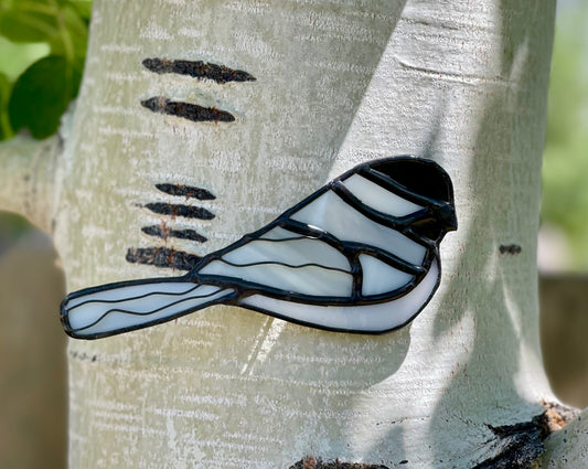 Stained Glass Wall Hanging- Chickadee Bird