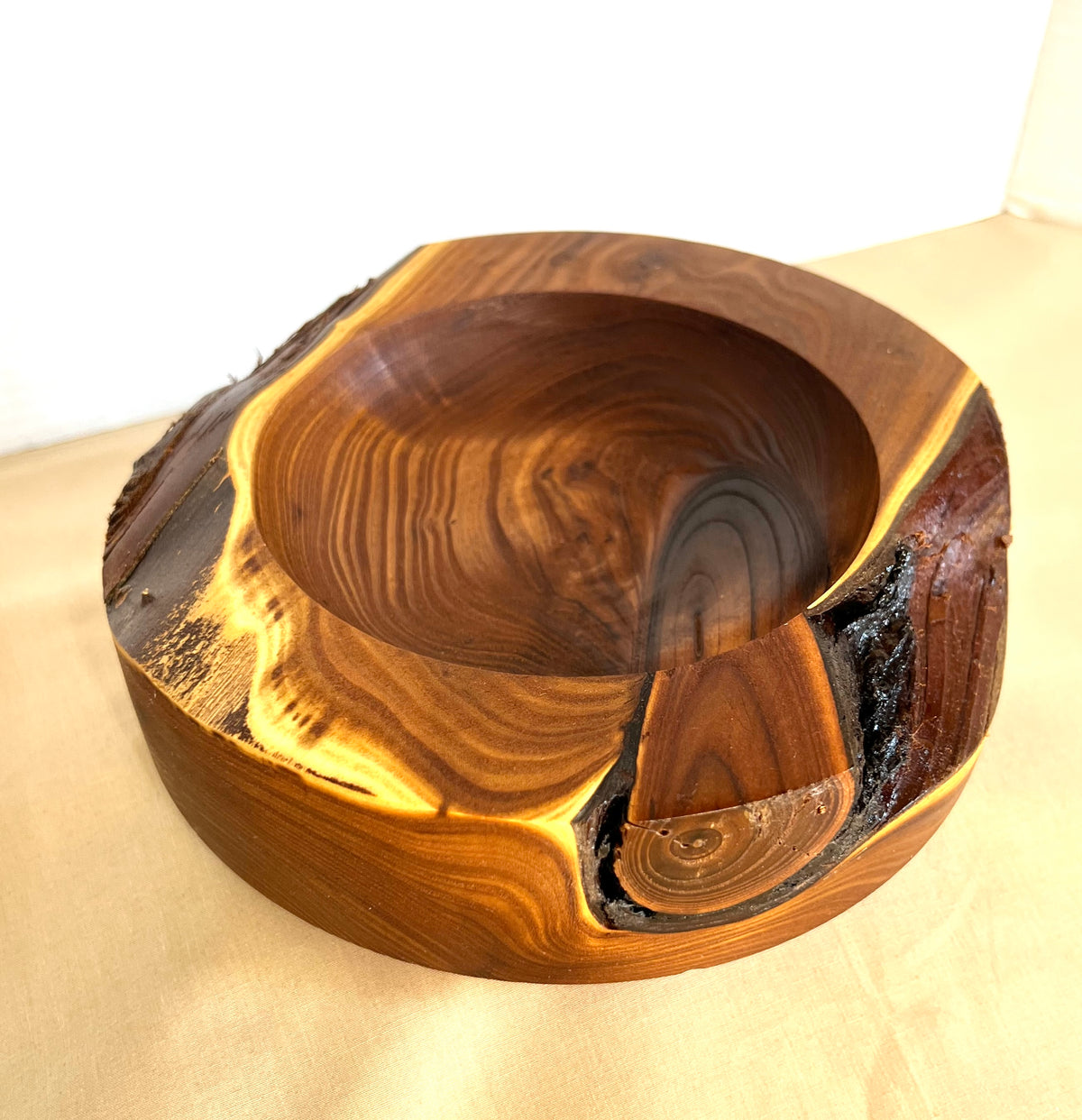 Wood Turned Bowl - Olive Wood 7.5" with Live Edge