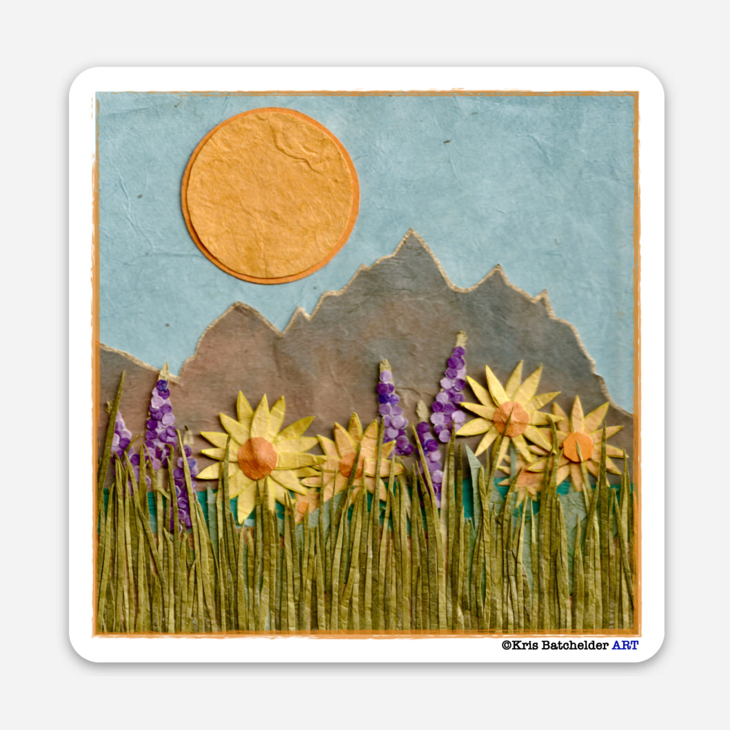 Paper Collage Print- "Teton Wildflowers"