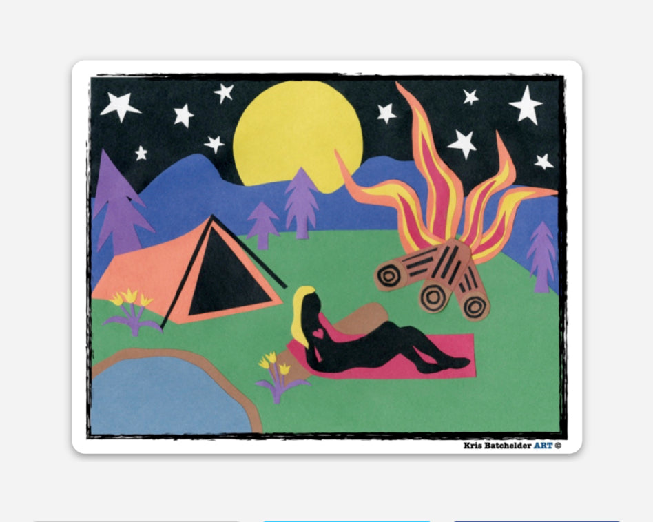 " Campfire Girl " Paper Collage Art