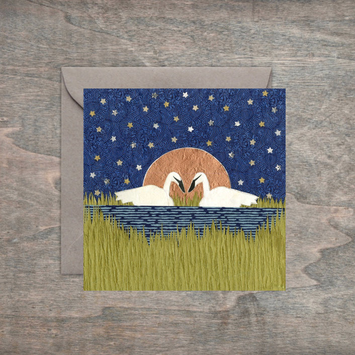 " Swan Lake " Paper Collage Art
