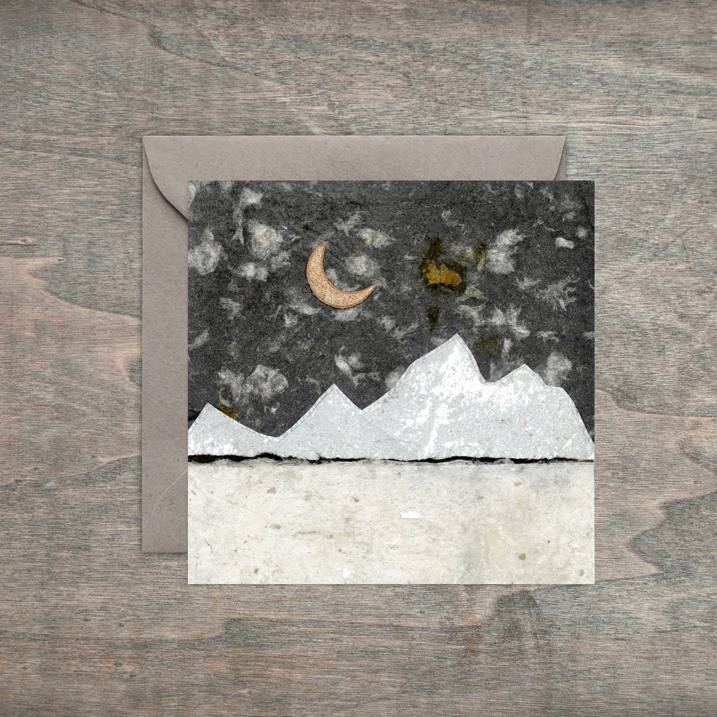 " Teton Winter Night " Paper Collage Art