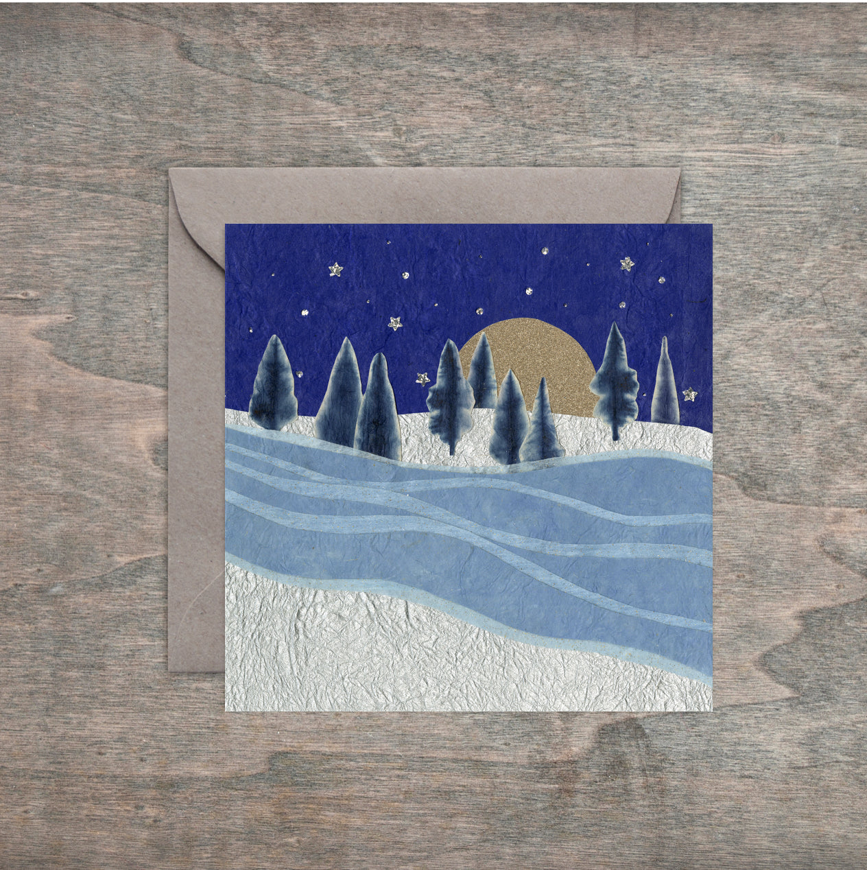 " Winter Moonlit Magic " Paper Collage Art