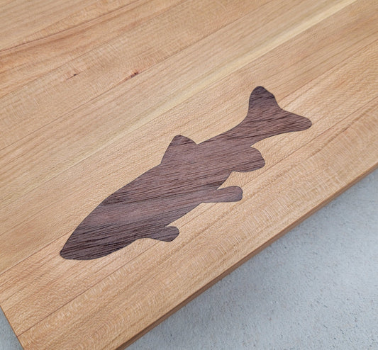" Trout " Cherry and Walnut Wood Cutting Board