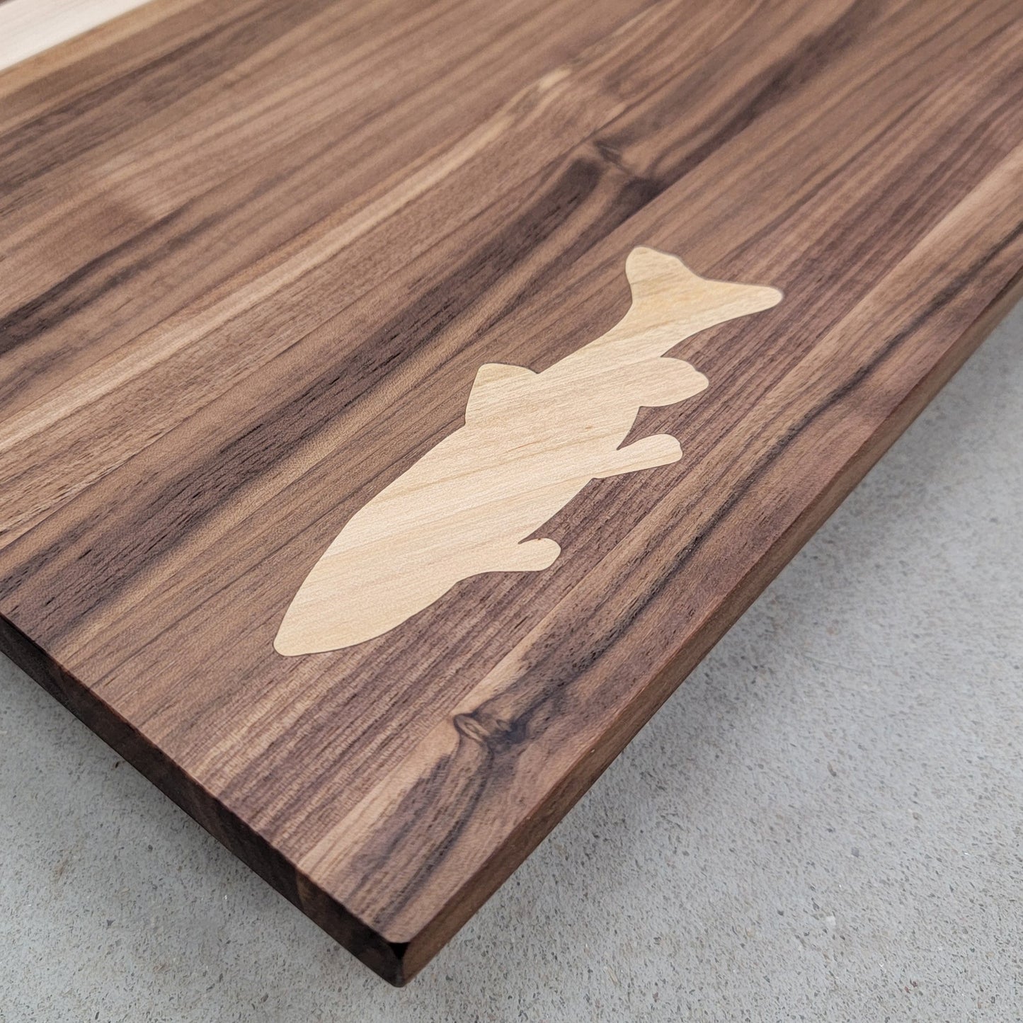 Maple and Walnut Wood Cutting Board - Trout