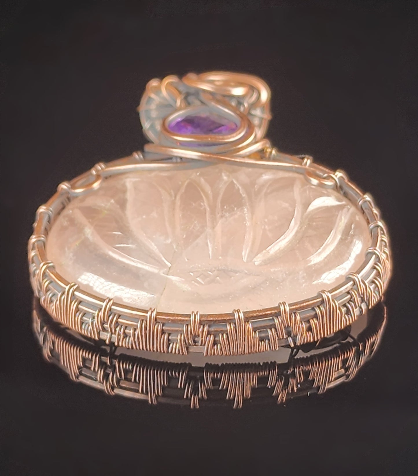 Carved Rose Quartz Pendant Necklace