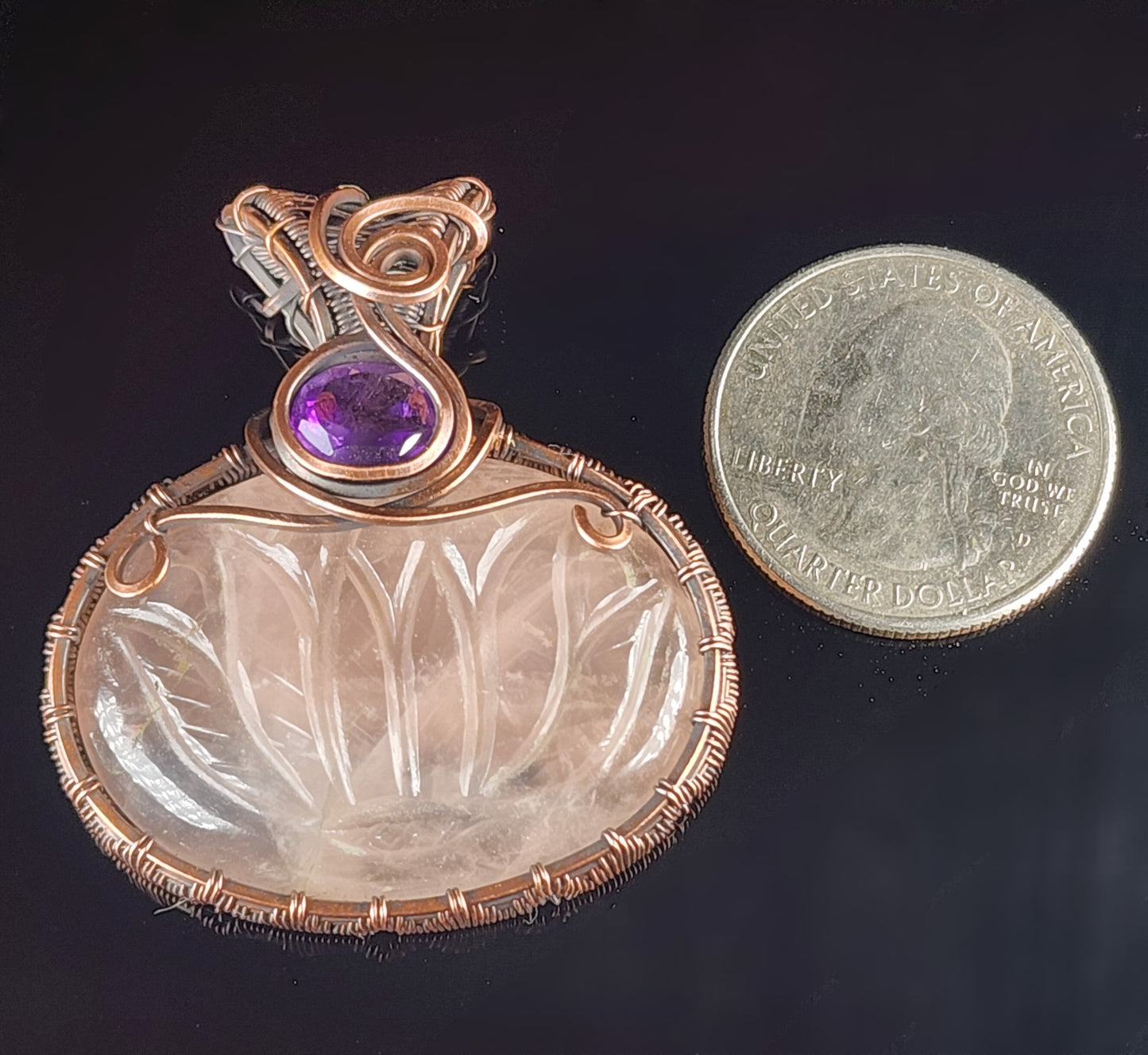 Carved Rose Quartz Pendant Necklace