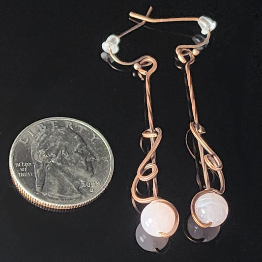 Earrings - Rose Quartz Sphere Dangle