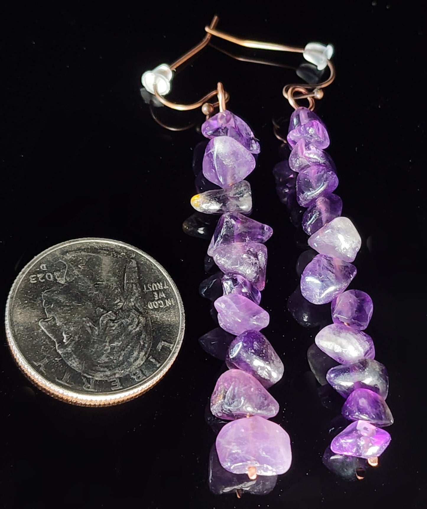 Amethyst Chip Dangle Earrings