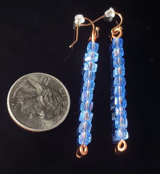 Earrings - Cut Blue Crystal Dangle