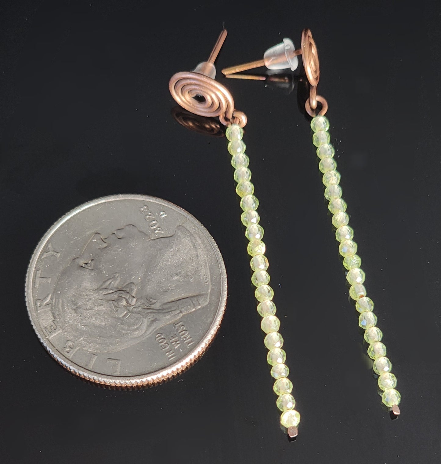 Copper Swirl with Peridot Stud Earrings