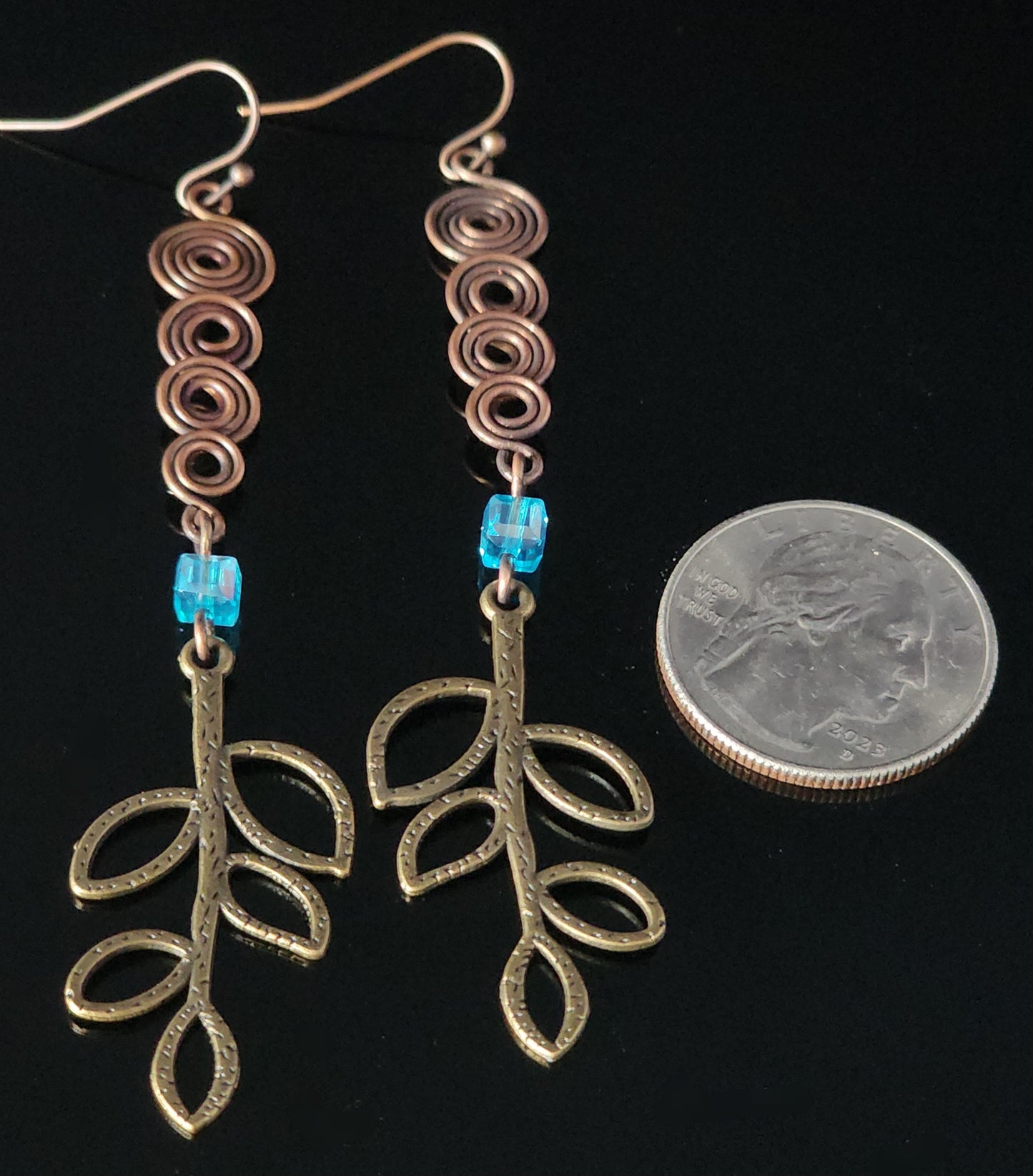 " Leafy Branch " Copper Earrings