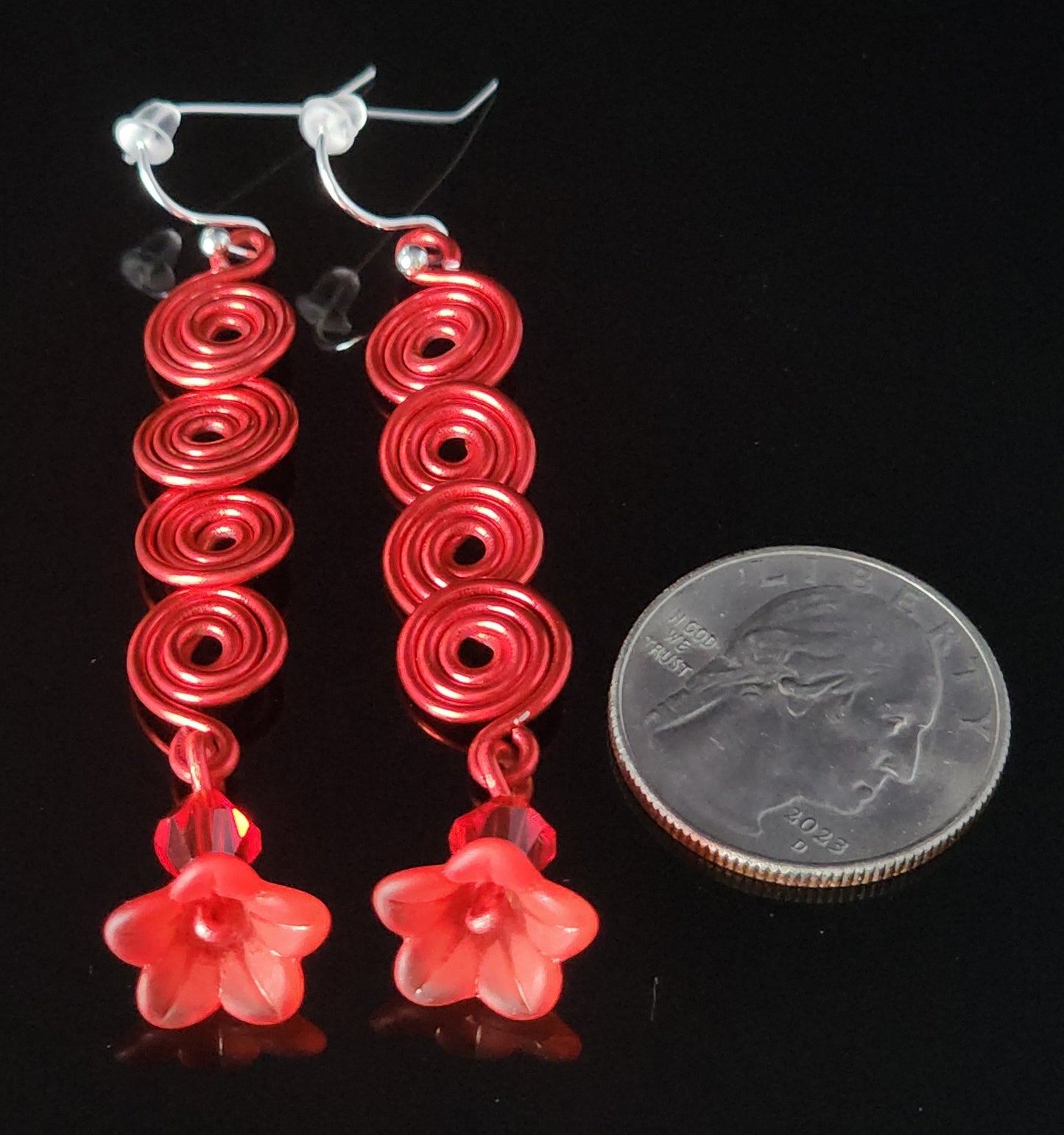 "Flower" Red Spiral Earrings