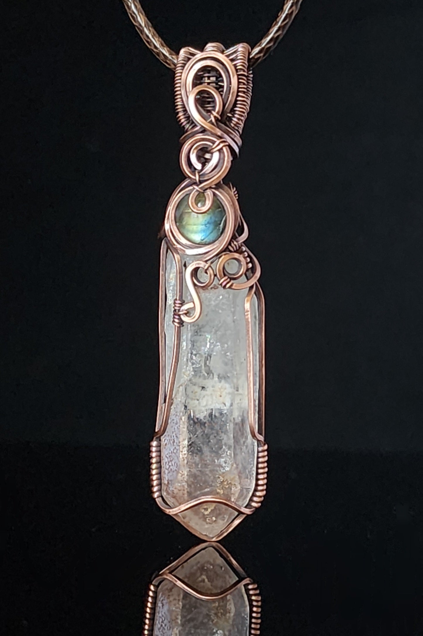 Quartz Crystal with Labradorite Pendant Necklace