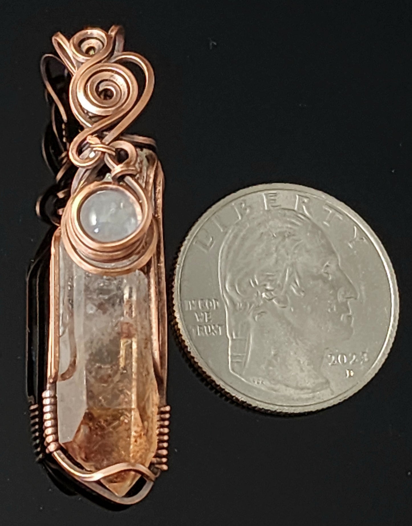 Quartz Crystal with Moonstone Pendant Necklace