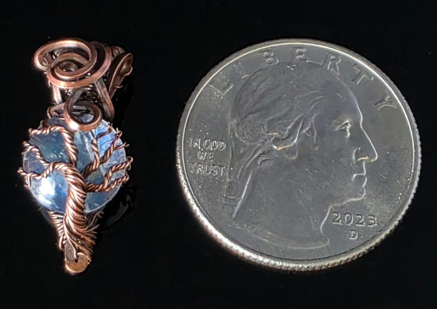 Necklace - Micro Pendant - Tiny Tree with Moonstone