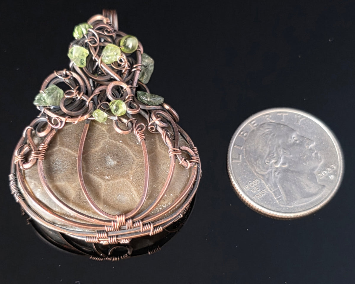 Necklace - Pumpkin Pendant - Petoskey Stone