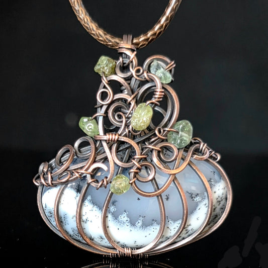Necklace - Pumpkin Pendant - Dendritic Agate
