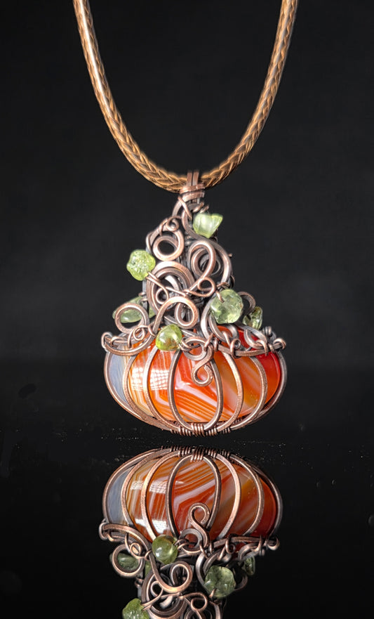 Necklace - Pumpkin Pendant - Banded Agate