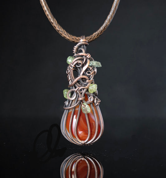 Necklace - Pumpkin Pendant - Banded Agate