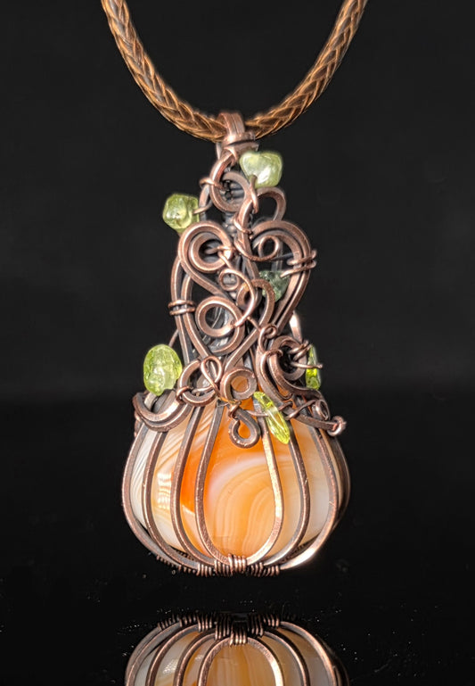 Necklace - Pumpkin Pendant - Banded Agate