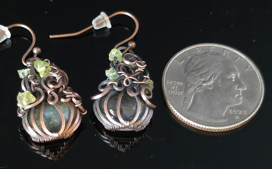 Earrings - Pumpkin Pendants - Labradorite